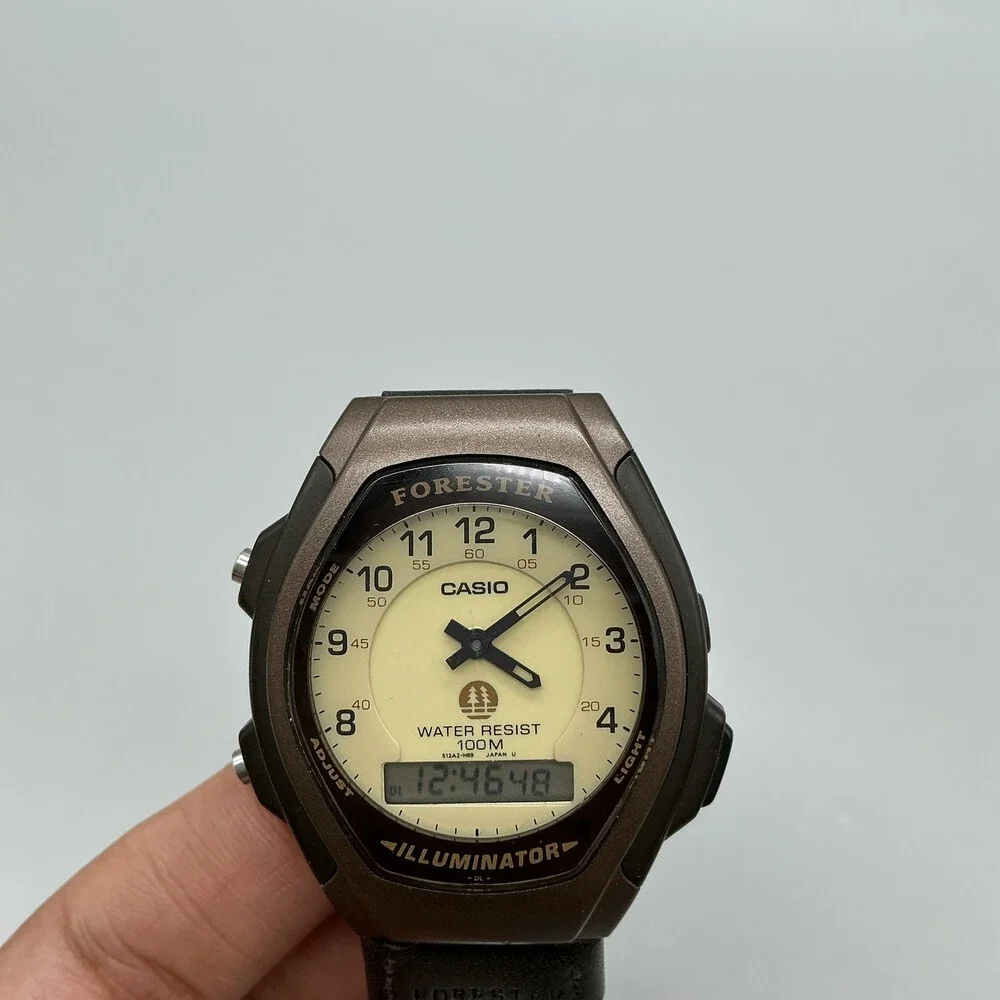 Casio Forester 5155 FT-600W Mens Watch 37mm Brown Leather Backlight New Battery